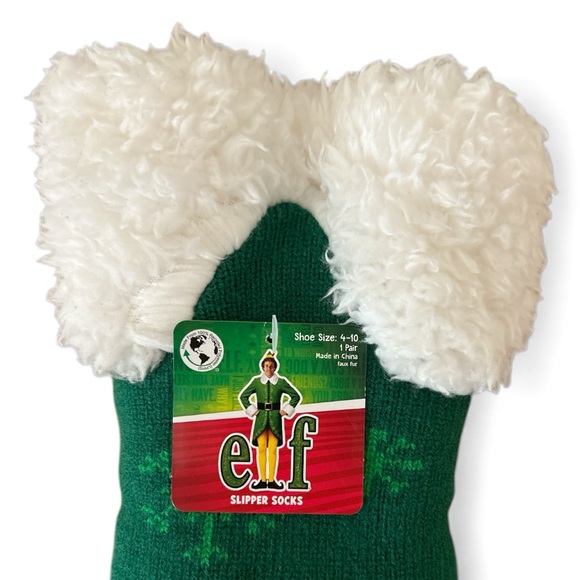 The Elf On The Shelf Buddy Womens Faux Sherpa Slipper Socks Christmas NEW - Picture 3 of 3